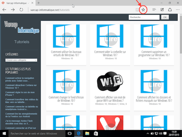 Windows 10 ajout Favoris