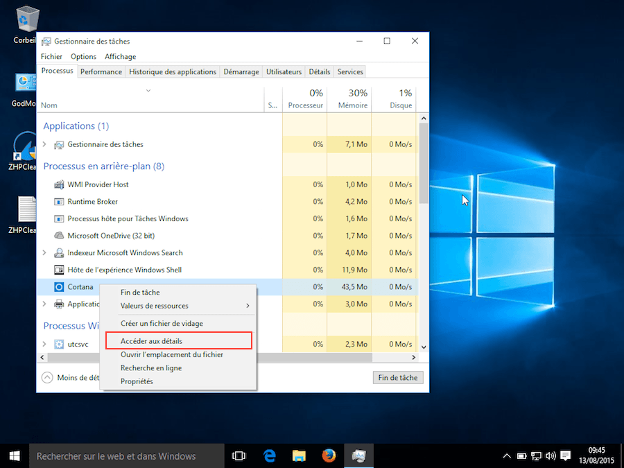 Windows 10 suppression Cortana